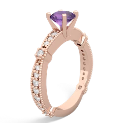 Amethyst Sparkling Tiara 6Mm Round 14K Rose Gold ring R26296RD