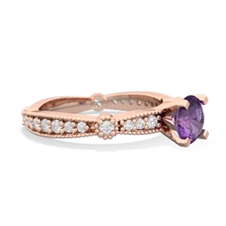 Amethyst Sparkling Tiara 6Mm Round 14K Rose Gold ring R26296RD