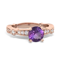 Amethyst Sparkling Tiara 6Mm Round 14K Rose Gold ring R26296RD