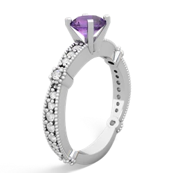 Amethyst Sparkling Tiara 6Mm Round 14K White Gold ring R26296RD