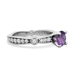 Amethyst Sparkling Tiara 6Mm Round 14K White Gold ring R26296RD