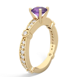 Amethyst Sparkling Tiara 6Mm Round 14K Yellow Gold ring R26296RD