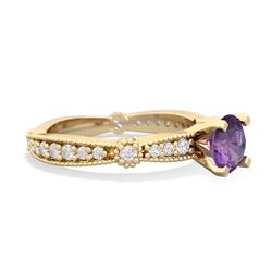 Amethyst Sparkling Tiara 6Mm Round 14K Yellow Gold ring R26296RD