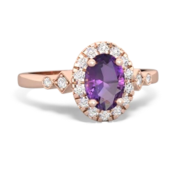 Amethyst Antique-Style Halo 14K Rose Gold ring R5720