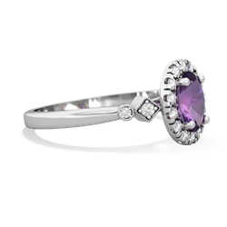 Amethyst Antique-Style Halo 14K White Gold ring R5720