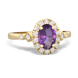 Amethyst Antique-Style Halo 14K Yellow Gold ring R5720