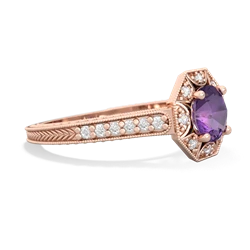 Amethyst Art-Deco Starburst 14K Rose Gold ring R5520