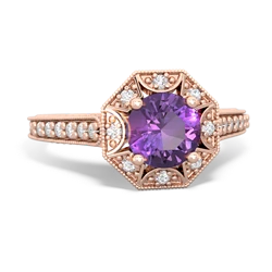 Amethyst Art-Deco Starburst 14K Rose Gold ring R5520