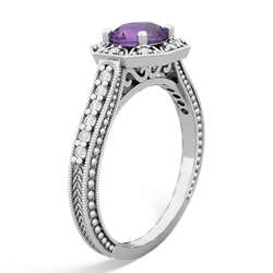 Amethyst Art-Deco Starburst 14K White Gold ring R5520