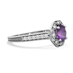 Amethyst Art-Deco Starburst 14K White Gold ring R5520