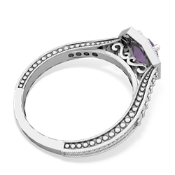 Amethyst Art-Deco Starburst 14K White Gold ring R5520