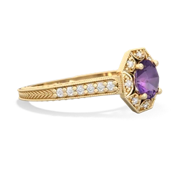 Amethyst Art-Deco Starburst 14K Yellow Gold ring R5520