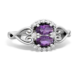 Amethyst Love Nest 14K White Gold ring R5860