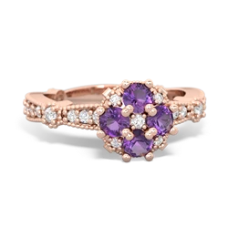 Amethyst Sparkling Tiara Cluster 14K Rose Gold ring R26293RD