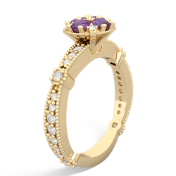 Amethyst Sparkling Tiara Cluster 14K Yellow Gold ring R26293RD