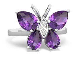 Amethyst Butterfly 14K White Gold ring R2215