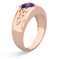 Amethyst Celtic Trinity Knot Men's 14K Rose Gold ring R0440