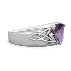 Amethyst Celtic Trinity Knot Men's 14K White Gold ring R0440