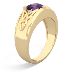 Amethyst Celtic Trinity Knot Men's 14K Yellow Gold ring R0440