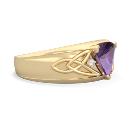 Amethyst Celtic Trinity Knot Men's 14K Yellow Gold ring R0440