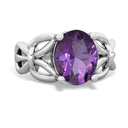 Amethyst Celtic Knot Cocktail 14K White Gold ring R2377