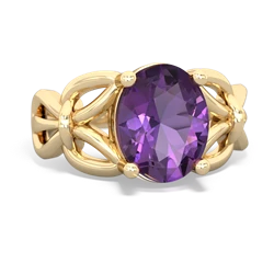 Amethyst Celtic Knot Cocktail 14K Yellow Gold ring R2377