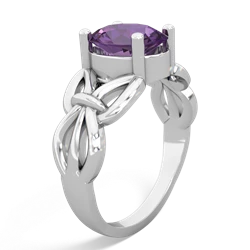 Amethyst Celtic Knot Cocktail 14K White Gold ring R2377