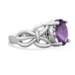 Amethyst Celtic Knot Cocktail 14K White Gold ring R2377