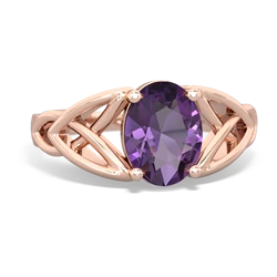 Amethyst Celtic Trinity Knot 14K Rose Gold ring R2389