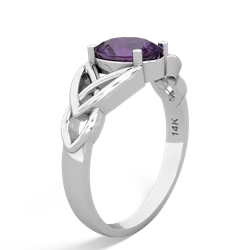 Amethyst Celtic Trinity Knot 14K White Gold ring R2389