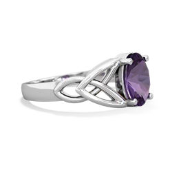 Amethyst Celtic Trinity Knot 14K White Gold ring R2389