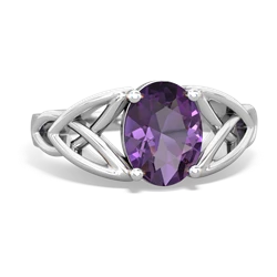 Amethyst Celtic Trinity Knot 14K White Gold ring R2389