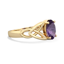 Amethyst Celtic Trinity Knot 14K Yellow Gold ring R2389