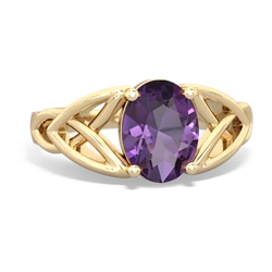 Amethyst Celtic Trinity Knot 14K Yellow Gold ring R2389