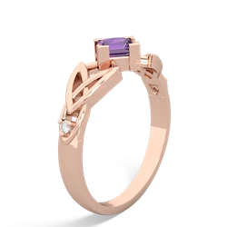 Amethyst Celtic Knot Princess 14K Rose Gold ring R3349