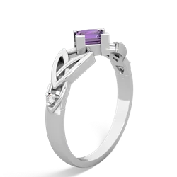 Amethyst Celtic Knot Princess 14K White Gold ring R3349