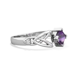 Amethyst Celtic Knot Princess 14K White Gold ring R3349