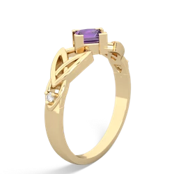 Amethyst Celtic Knot Princess 14K Yellow Gold ring R3349