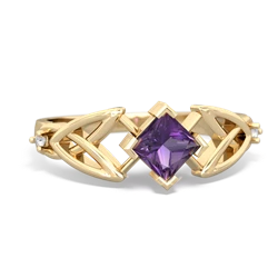 Amethyst Celtic Knot Princess 14K Yellow Gold ring R3349