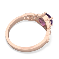 Amethyst Checkerboard Cushion Celtic Knot 14K Rose Gold ring R5000