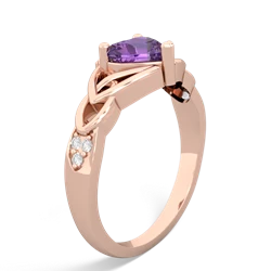 Amethyst Claddagh Celtic Knot Diamond 14K Rose Gold ring R5001