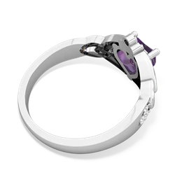 Amethyst Claddagh Celtic Knot Diamond 14K White Gold ring R5001