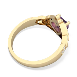 Amethyst Claddagh Celtic Knot Diamond 14K Yellow Gold ring R5001