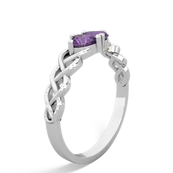 Amethyst Heart To Heart Braid 14K White Gold ring R5870