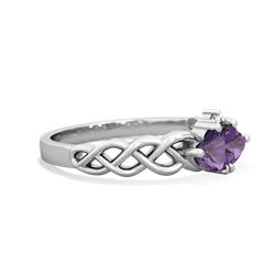 Amethyst Heart To Heart Braid 14K White Gold ring R5870