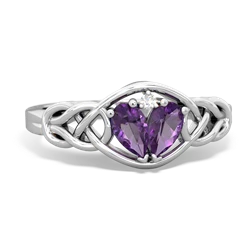 Amethyst Celtic Love Knot 14K White Gold ring R5420