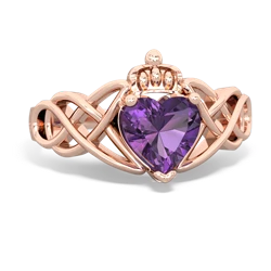 Amethyst Claddagh Celtic Knot 14K Rose Gold ring R2367
