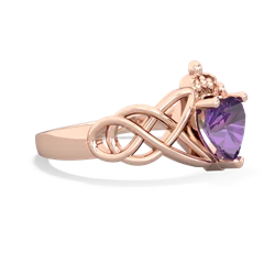 Amethyst Claddagh Celtic Knot 14K Rose Gold ring R2367