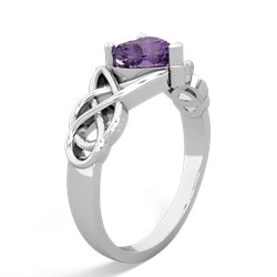 Amethyst Claddagh Celtic Knot 14K White Gold ring R2367