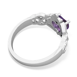 Amethyst Claddagh Celtic Knot 14K White Gold ring R2367